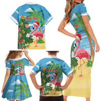 Flamingo Hawaii Summer Christmas Personalized Family Matching Short Sleeve Bodycon Dress and Hawaiian Shirt Mele Kalikimaka Beachy Vibes LT14 - Polynesian Pride