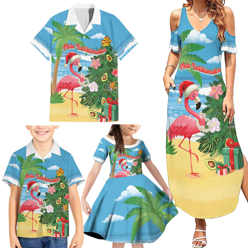 Flamingo Hawaii Summer Christmas Personalized Family Matching Summer Maxi Dress and Hawaiian Shirt Mele Kalikimaka Beachy Vibes LT14 - Polynesian Pride