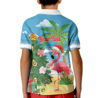 Flamingo Hawaii Summer Christmas Personalized Kid Polo Shirt Mele Kalikimaka Beachy Vibes