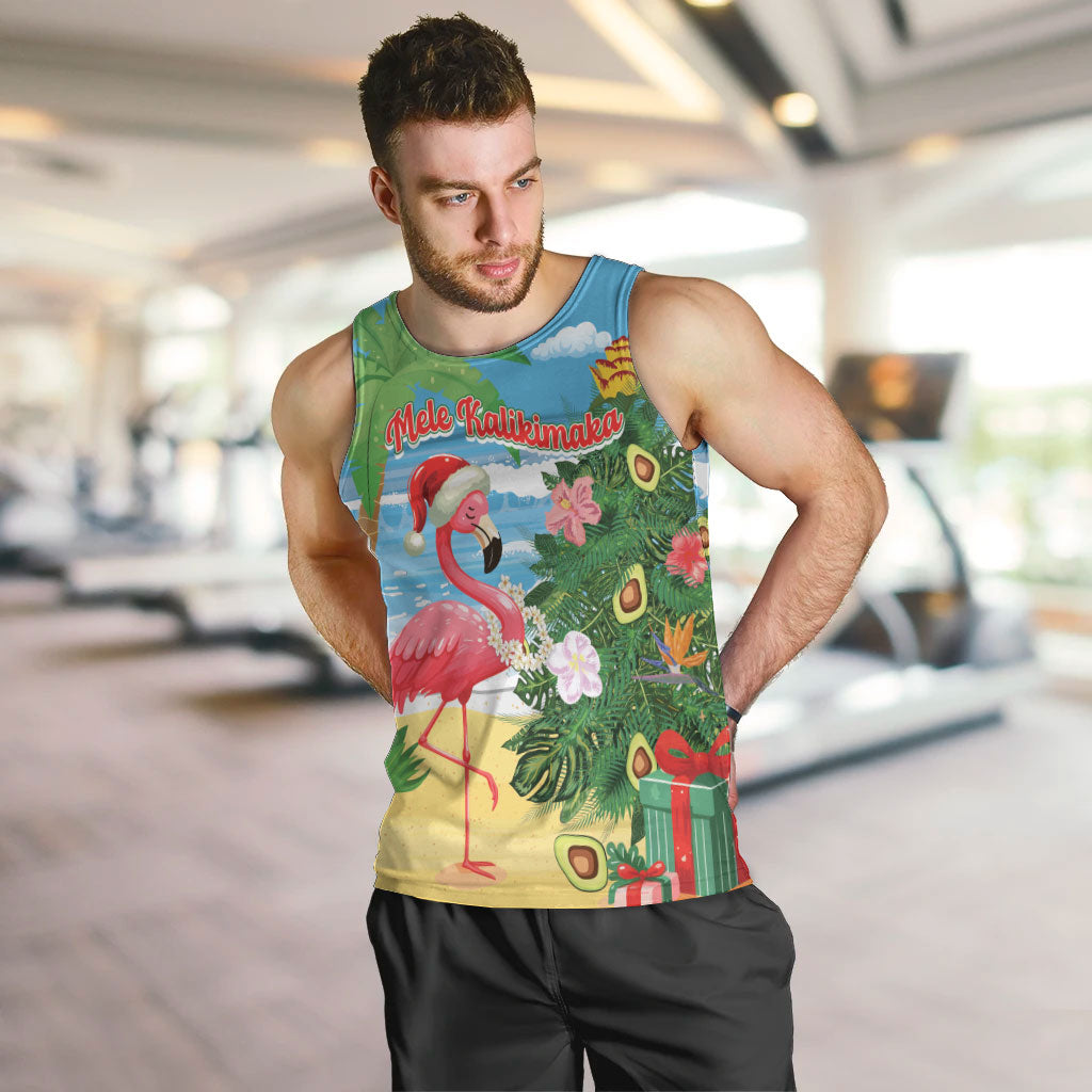 Flamingo Hawaii Summer Christmas Personalized Men Tank Top Mele Kalikimaka Beachy Vibes LT14 Blue - Polynesian Pride