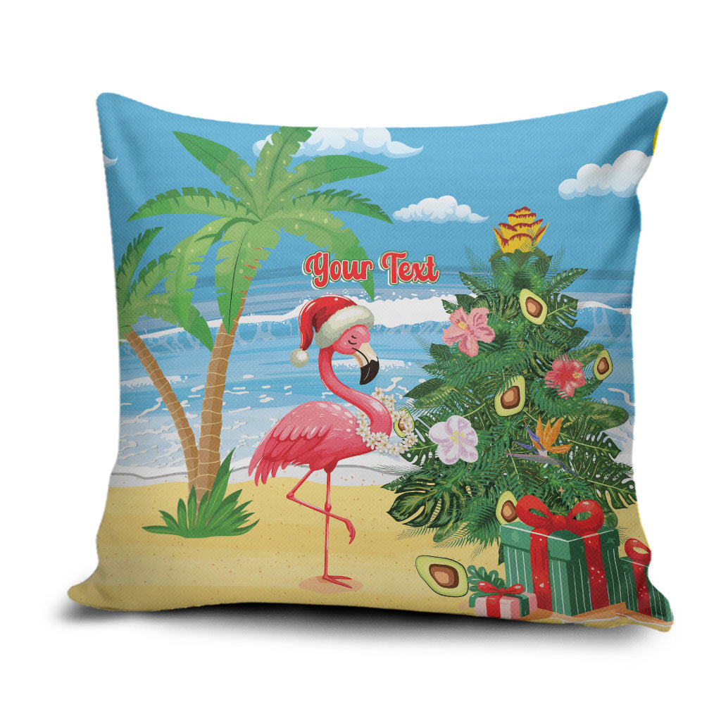 Flamingo Hawaii Summer Christmas Personalized Pillow Cover Mele Kalikimaka Beachy Vibes LT14 Blue - Polynesian Pride