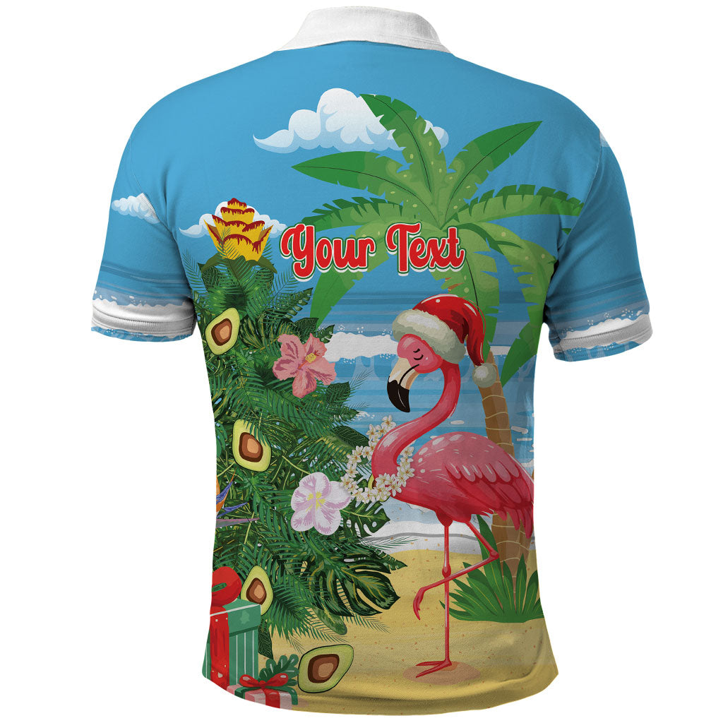 Flamingo Hawaii Summer Christmas Personalized Polo Shirt Mele Kalikimaka Beachy Vibes