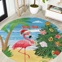 Flamingo Hawaii Summer Christmas Personalized Round Carpet Mele Kalikimaka Beachy Vibes