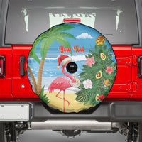 Flamingo Hawaii Summer Christmas Personalized Spare Tire Cover Mele Kalikimaka Beachy Vibes