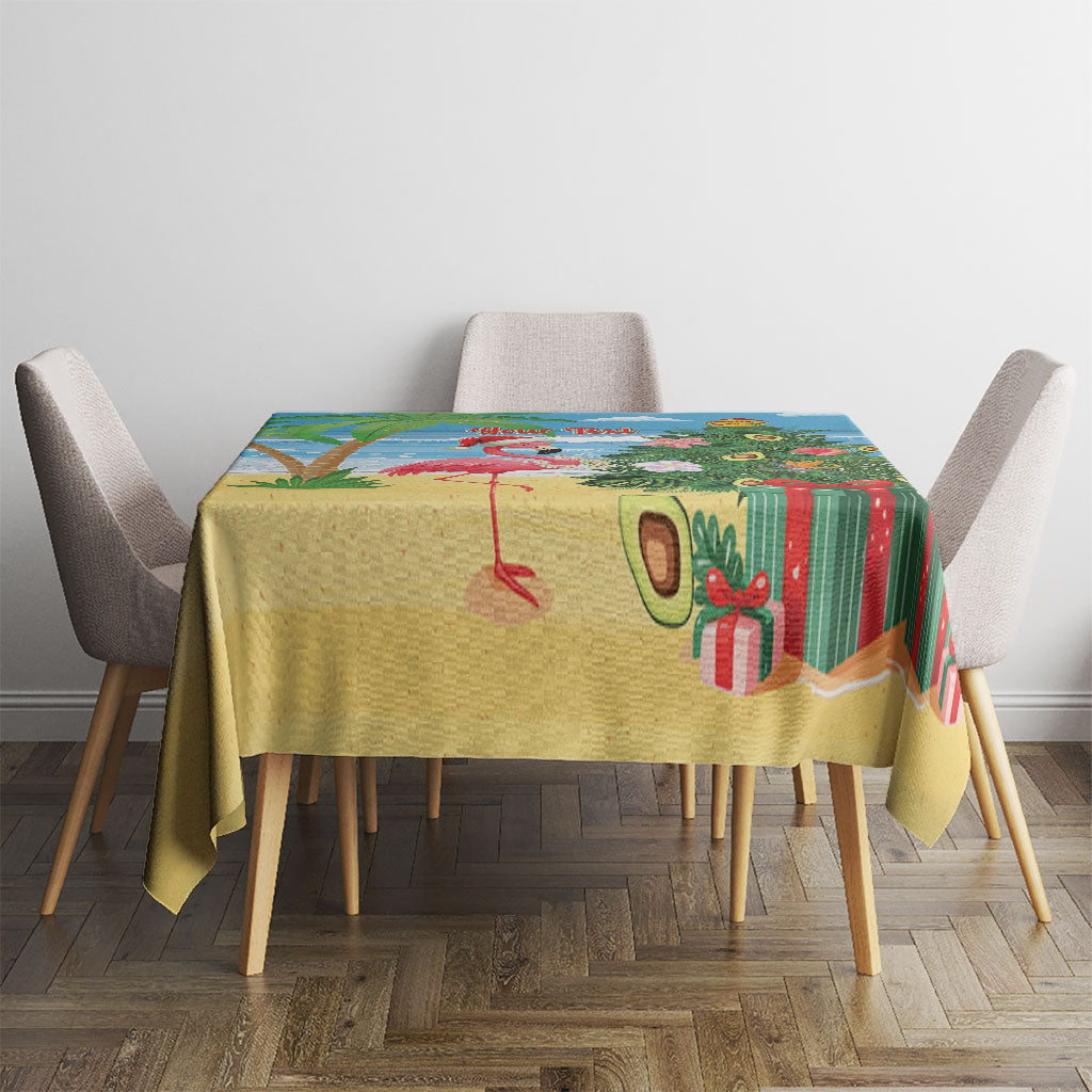 Flamingo Hawaii Summer Christmas Personalized Tablecloth Mele Kalikimaka Beachy Vibes
