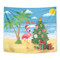 Flamingo Hawaii Summer Christmas Personalized Tapestry Mele Kalikimaka Beachy Vibes