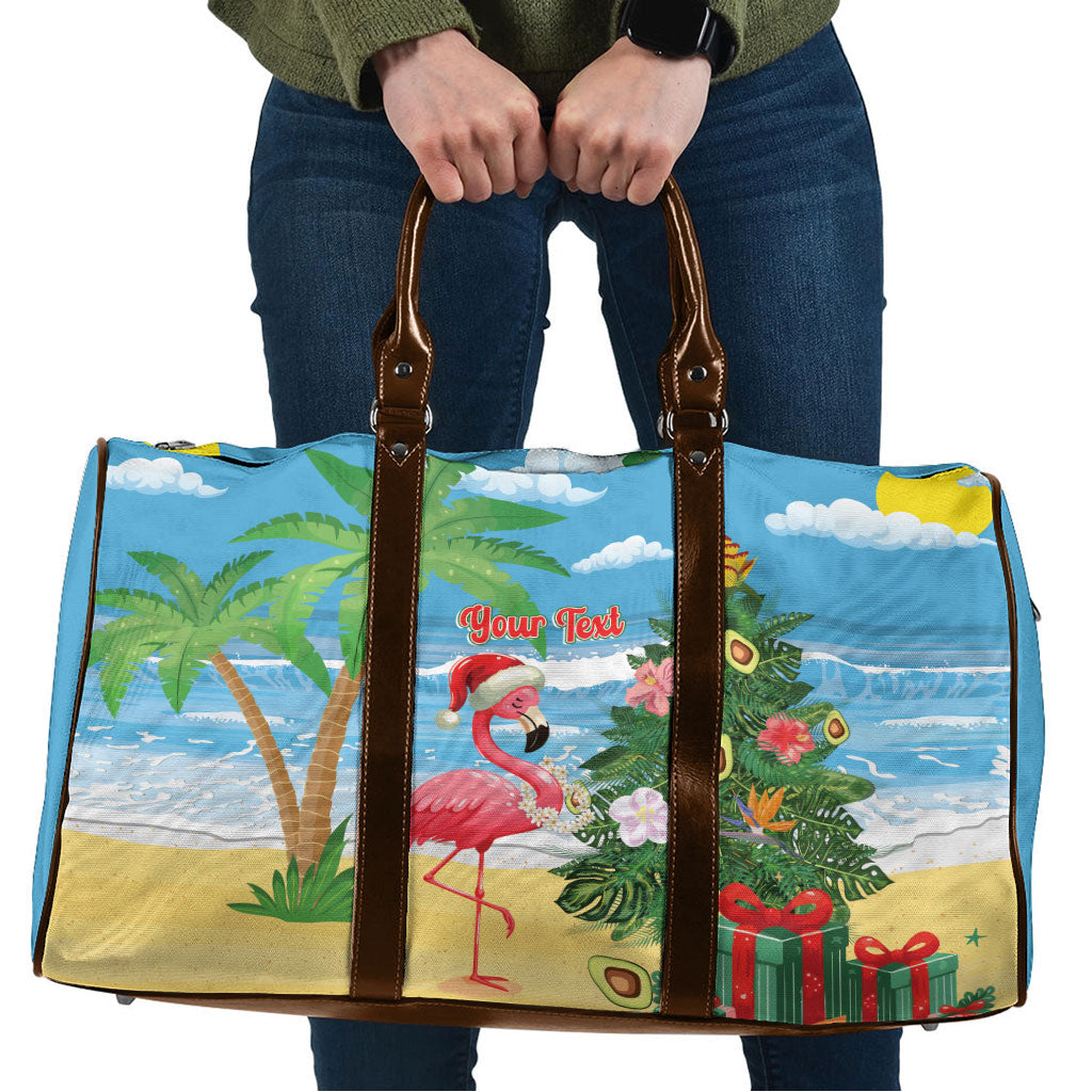 Flamingo Hawaii Summer Christmas Personalized Travel Bag Mele Kalikimaka Beachy Vibes LT14 Blue - Polynesian Pride