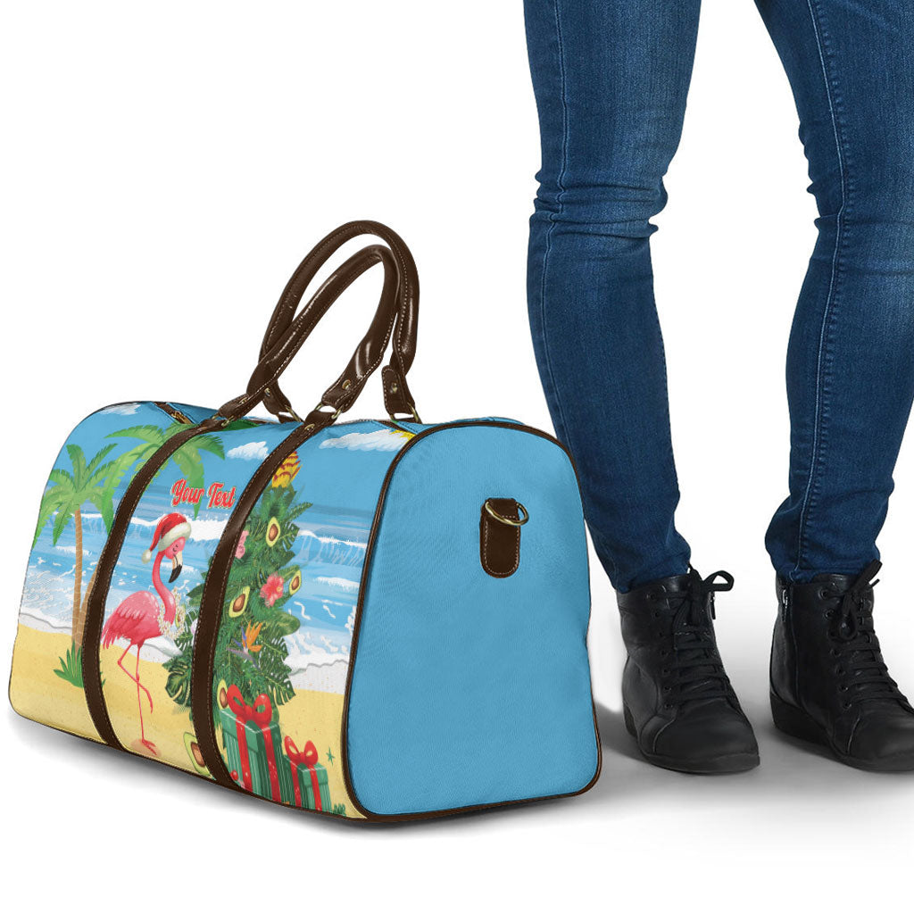 Flamingo Hawaii Summer Christmas Personalized Travel Bag Mele Kalikimaka Beachy Vibes