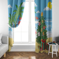 Flamingo Hawaii Summer Christmas Personalized Window Curtain Mele Kalikimaka Beachy Vibes