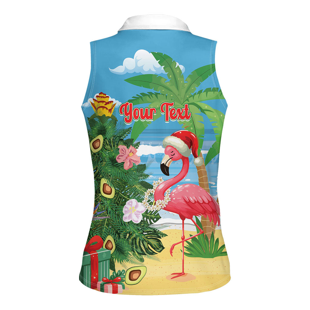 Flamingo Hawaii Summer Christmas Personalized Women Sleeveless Polo Shirt Mele Kalikimaka Beachy Vibes LT14 - Polynesian Pride