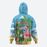Flamingo Hawaii Summer Christmas Personalized Zip Hoodie Mele Kalikimaka Beachy Vibes