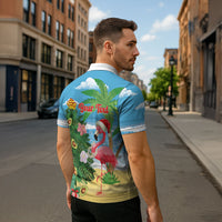 Flamingo Hawaii Summer Christmas Personalized Zipper Polo Shirt Mele Kalikimaka Beachy Vibes