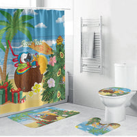 Chilling Parrot Hawaii Summer Christmas Personalized Bathroom Set It's 5 O'Clock Somewhere Beachy Vibes