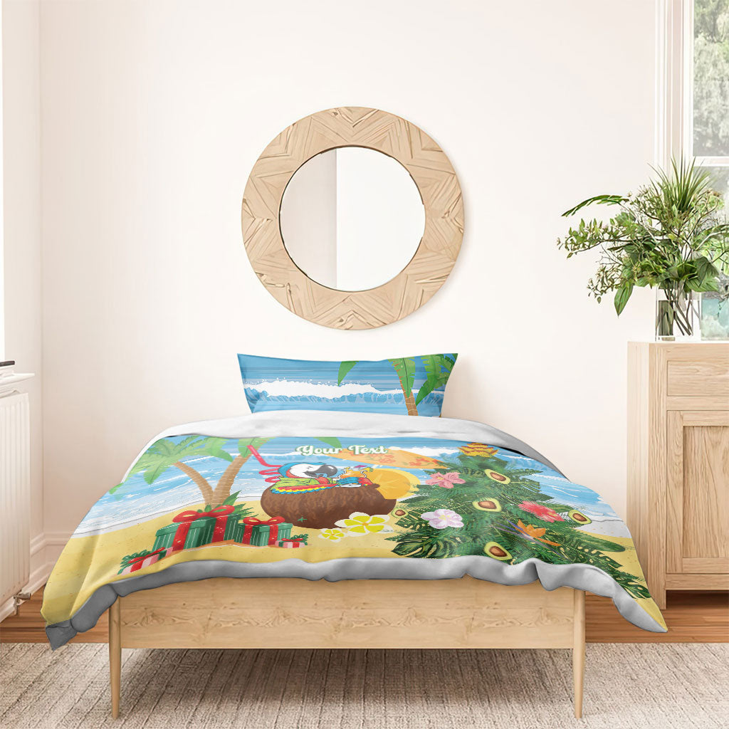 Chilling Parrot Hawaii Summer Christmas Personalized Bedding Set It's 5 O'Clock Somewhere Beachy Vibes