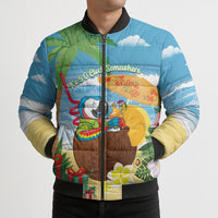 Chilling Parrot Hawaii Summer Christmas Personalized Bomber Puffer Jacket It's 5 O'Clock Somewhere Beachy Vibes