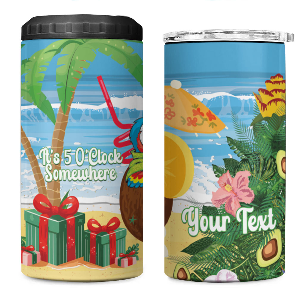 Chilling Parrot Hawaii Summer Christmas Personalized 4 in 1 Can Cooler Tumbler It's 5 O'Clock Somewhere Beachy Vibes LT14 One Size: 16 oz Blue - Polynesian Pride