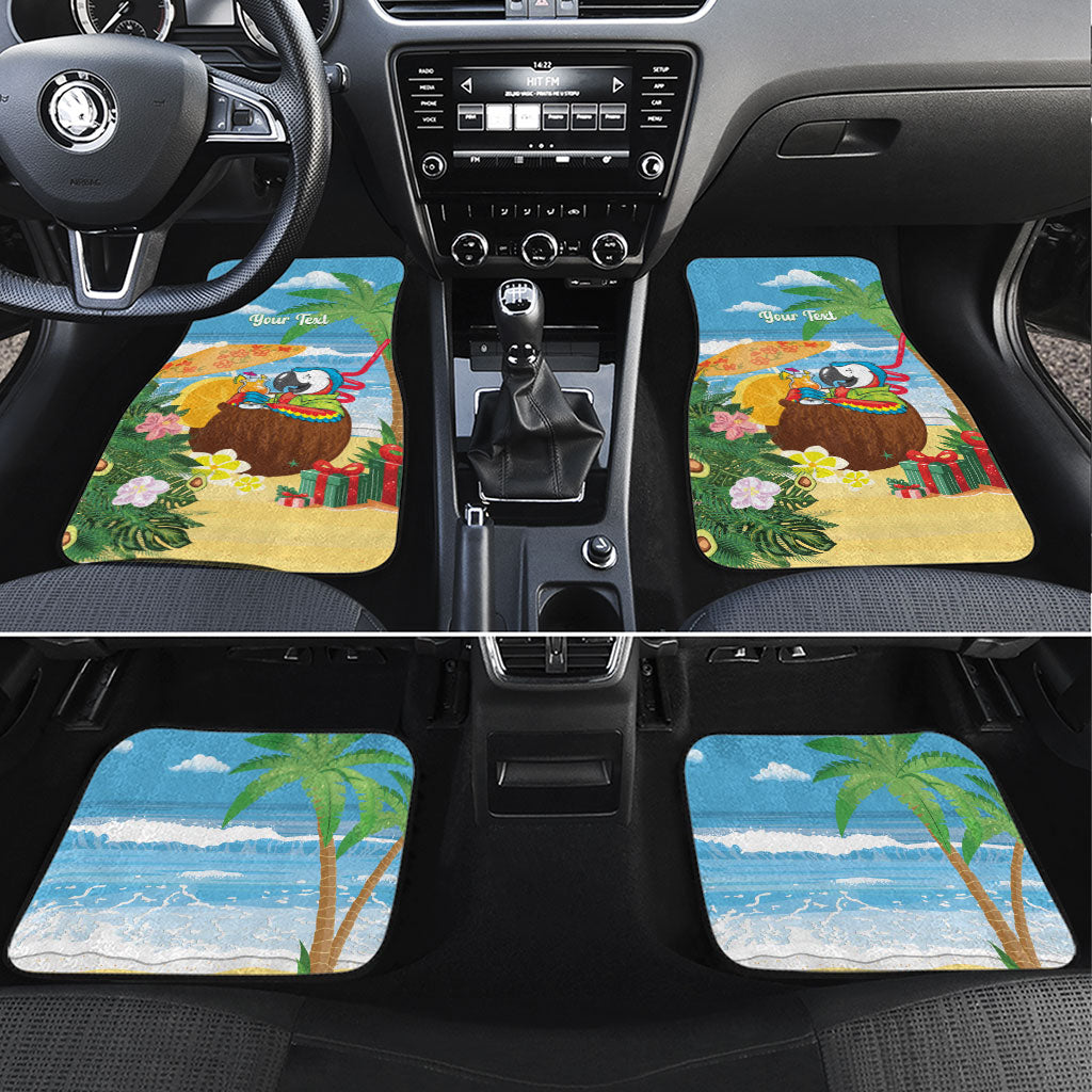 Chilling Parrot Hawaii Summer Christmas Personalized Car Mats It's 5 O'Clock Somewhere Beachy Vibes LT14 Set 4pcs Blue - Polynesian Pride