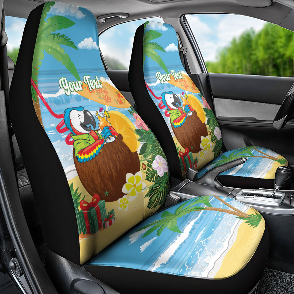Chilling Parrot Hawaii Summer Christmas Personalized Car Seat Cover It's 5 O'Clock Somewhere Beachy Vibes