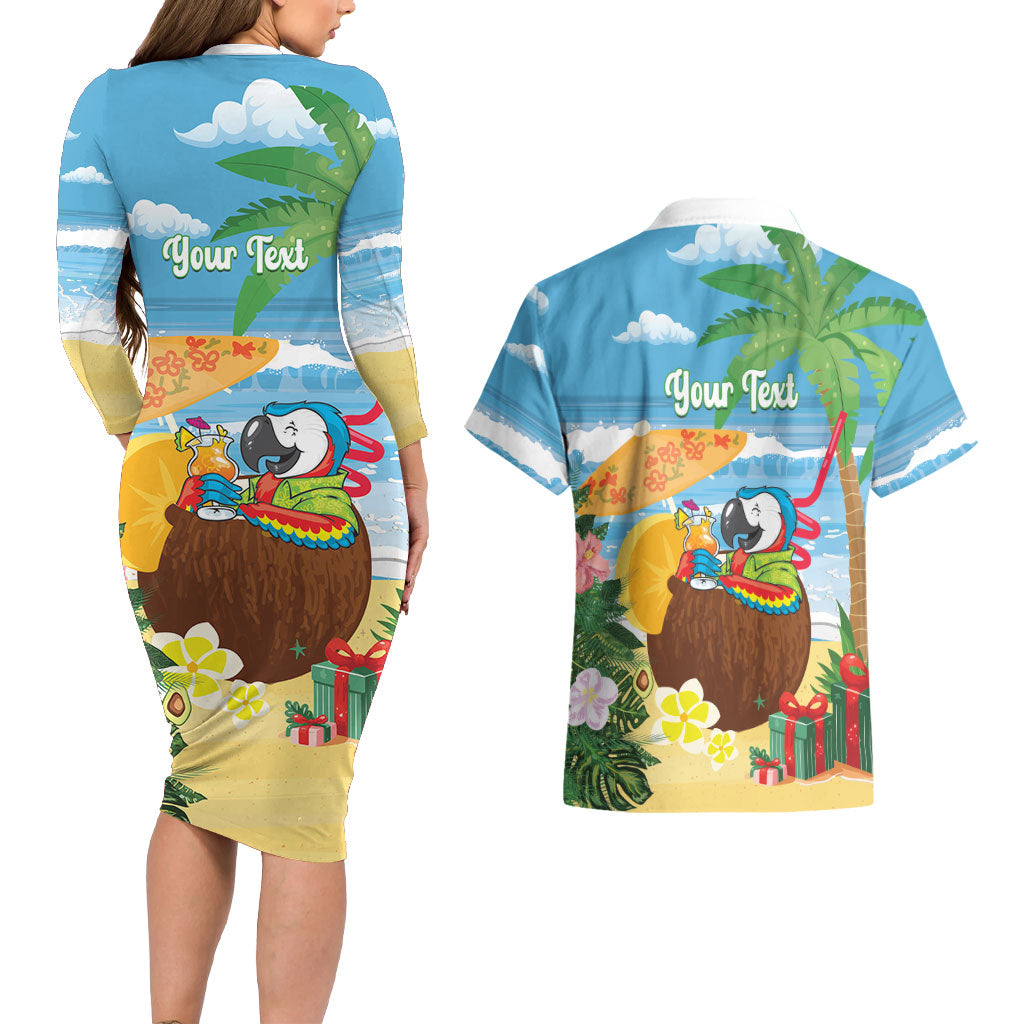 Chilling Parrot Hawaii Summer Christmas Personalized Couples Matching Long Sleeve Bodycon Dress and Hawaiian Shirt It's 5 O'Clock Somewhere Beachy Vibes LT14 - Polynesian Pride