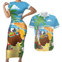 Chilling Parrot Hawaii Summer Christmas Personalized Couples Matching Short Sleeve Bodycon Dress and Hawaiian Shirt It's 5 O'Clock Somewhere Beachy Vibes LT14 Blue - Polynesian Pride