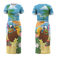 Chilling Parrot Hawaii Summer Christmas Personalized Couples Matching Short Sleeve Bodycon Dress and Long Sleeve Button Shirt It's 5 O'Clock Somewhere Beachy Vibes LT14 - Polynesian Pride