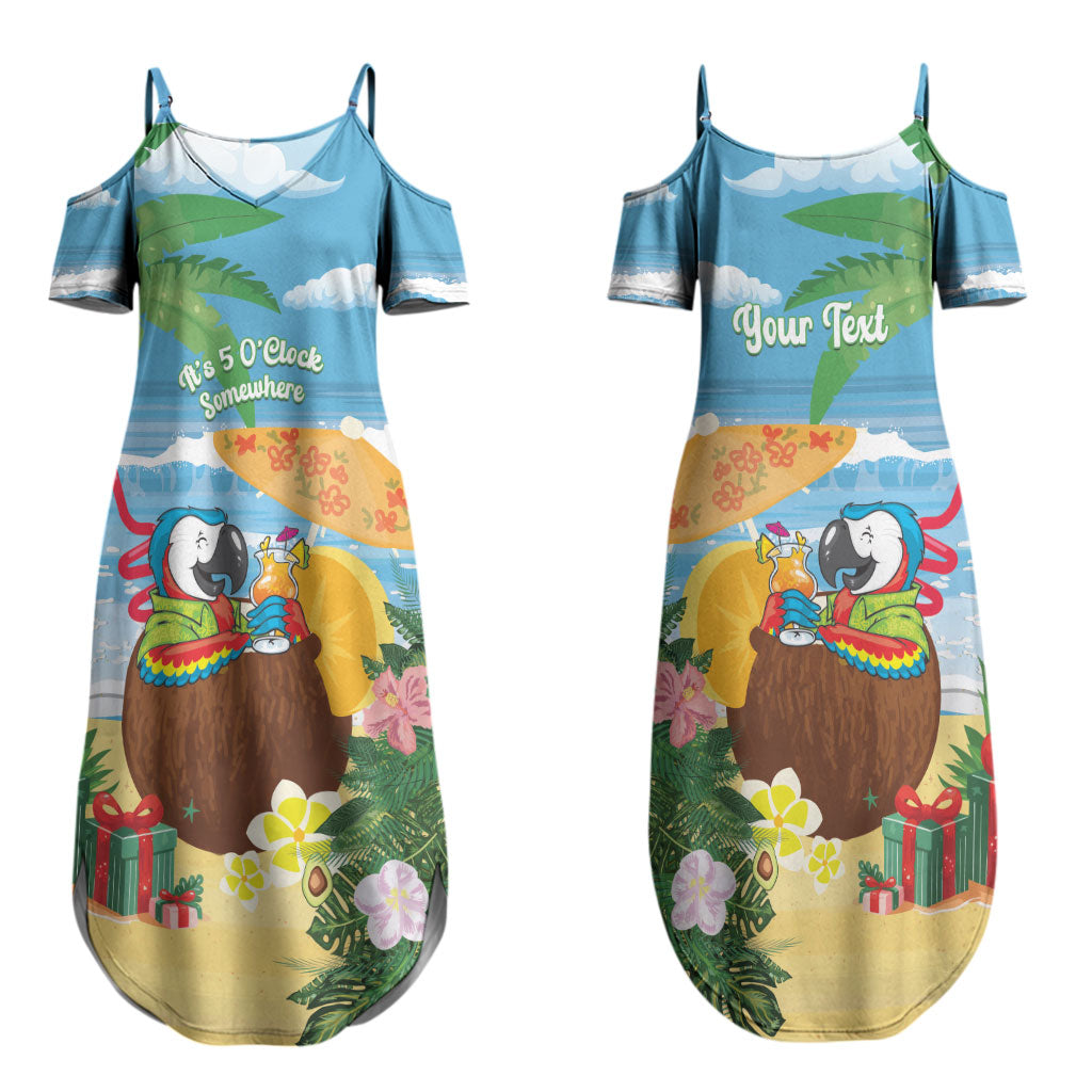 Chilling Parrot Hawaii Summer Christmas Personalized Couples Matching Summer Maxi Dress and Hawaiian Shirt It's 5 O'Clock Somewhere Beachy Vibes LT14 - Polynesian Pride