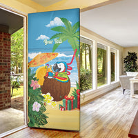Chilling Parrot Hawaii Summer Christmas Personalized Door Cover It's 5 O'Clock Somewhere Beachy Vibes