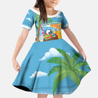 Chilling Parrot Hawaii Summer Christmas Personalized Family Matching Long Sleeve Bodycon Dress and Hawaiian Shirt It's 5 O'Clock Somewhere Beachy Vibes LT14 Daughter's Dress Blue - Polynesian Pride
