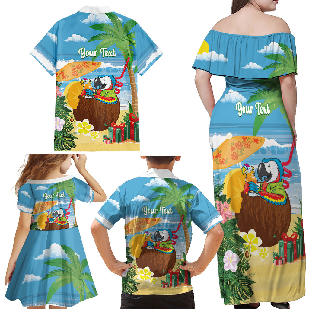 Chilling Parrot Hawaii Summer Christmas Personalized Family Matching Off Shoulder Maxi Dress and Hawaiian Shirt It's 5 O'Clock Somewhere Beachy Vibes LT14 - Polynesian Pride