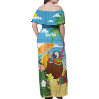 Chilling Parrot Hawaii Summer Christmas Personalized Family Matching Off Shoulder Maxi Dress and Hawaiian Shirt It's 5 O'Clock Somewhere Beachy Vibes LT14 - Polynesian Pride