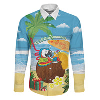 Chilling Parrot Hawaii Summer Christmas Personalized Family Matching Off Shoulder Short Dress and Hawaiian Shirt It's 5 O'Clock Somewhere Beachy Vibes LT14 Dad's Shirt - Long Sleeve Blue - Polynesian Pride