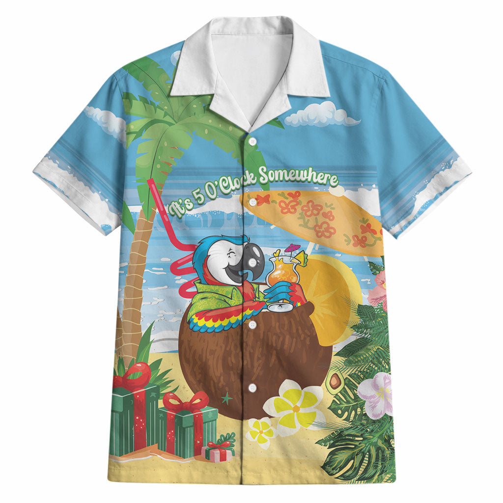 Chilling Parrot Hawaii Summer Christmas Personalized Hawaiian Shirt It's 5 O'Clock Somewhere Beachy Vibes LT14 Blue - Polynesian Pride