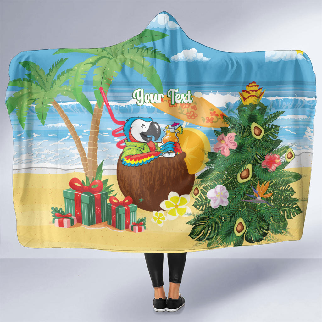 Chilling Parrot Hawaii Summer Christmas Personalized Hooded Blanket It's 5 O'Clock Somewhere Beachy Vibes LT14 One Size Blue - Polynesian Pride
