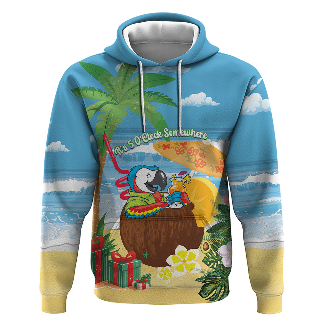 Chilling Parrot Hawaii Summer Christmas Personalized Hoodie It's 5 O'Clock Somewhere Beachy Vibes LT14 Pullover Hoodie Blue - Polynesian Pride
