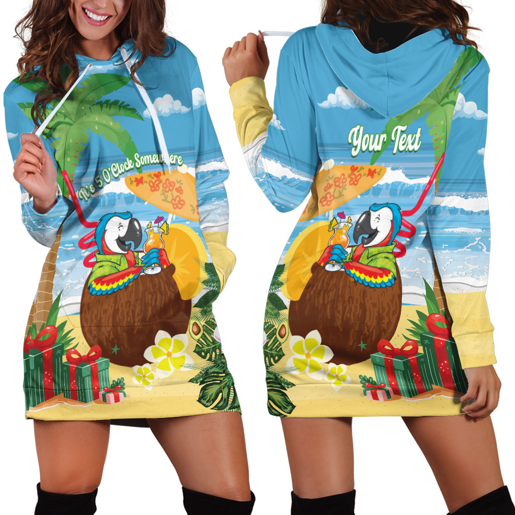 Chilling Parrot Hawaii Summer Christmas Personalized Hoodie Dress It's 5 O'Clock Somewhere Beachy Vibes