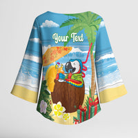 Chilling Parrot Hawaii Summer Christmas Personalized Kimono Sleeve Blouse It's 5 O'Clock Somewhere Beachy Vibes