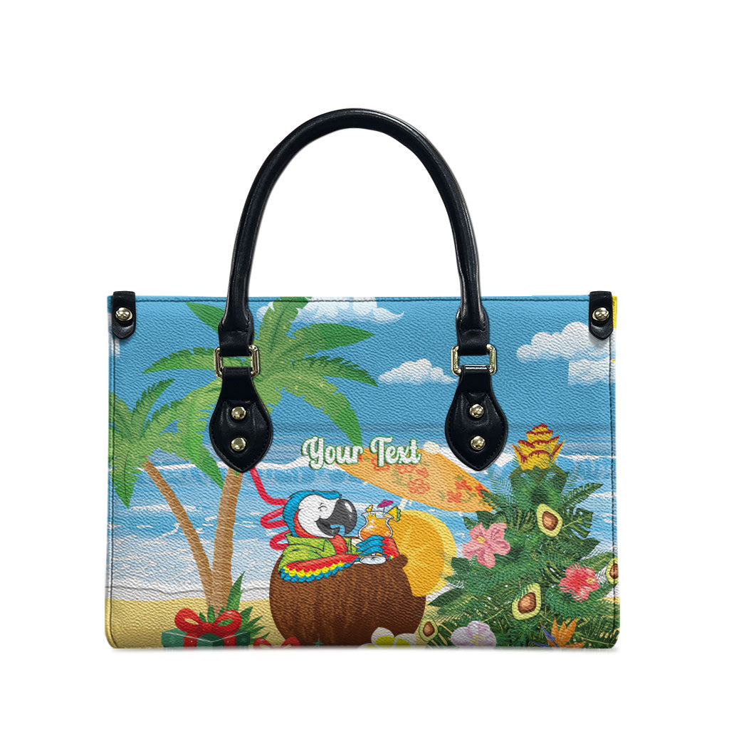 Chilling Parrot Hawaii Summer Christmas Personalized Leather Bag It's 5 O'Clock Somewhere Beachy Vibes