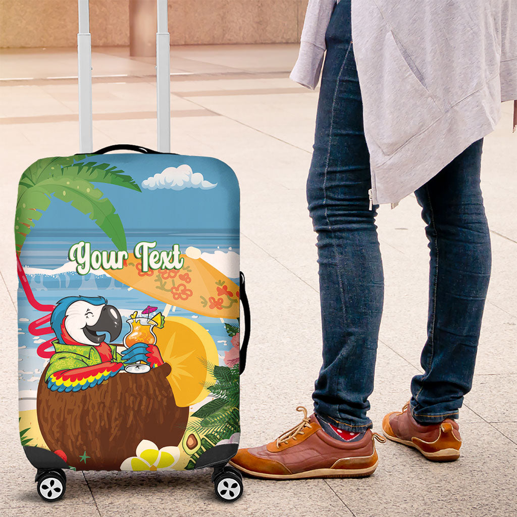 Chilling Parrot Hawaii Summer Christmas Personalized Luggage Cover It's 5 O'Clock Somewhere Beachy Vibes LT14 Blue - Polynesian Pride