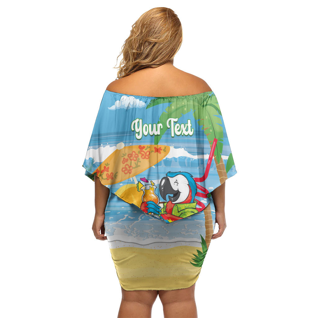 Chilling Parrot Hawaii Summer Christmas Personalized Off Shoulder Short Dress It's 5 O'Clock Somewhere Beachy Vibes