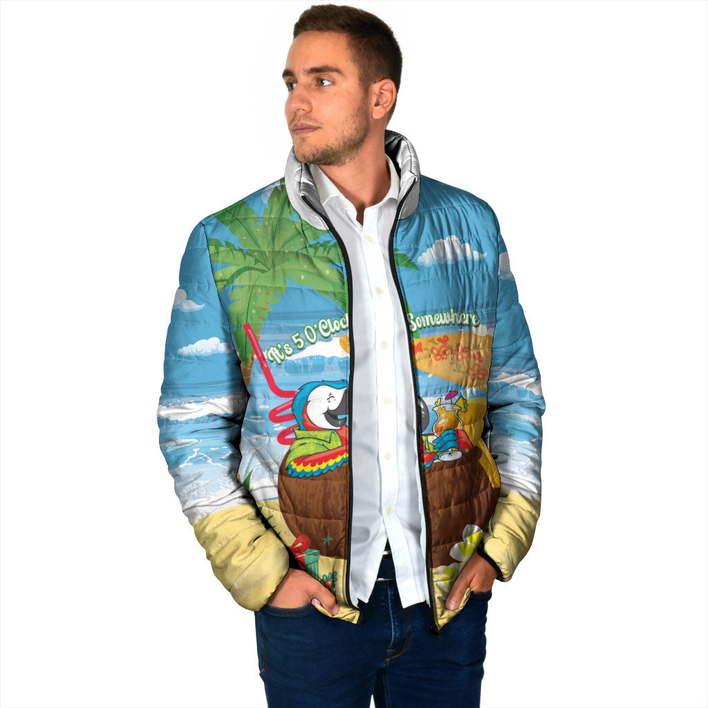 Chilling Parrot Hawaii Summer Christmas Personalized Padded Jacket It's 5 O'Clock Somewhere Beachy Vibes