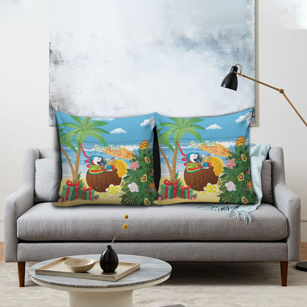 Chilling Parrot Hawaii Summer Christmas Personalized Pillow Cover It's 5 O'Clock Somewhere Beachy Vibes