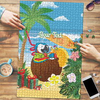 Chilling Parrot Hawaii Summer Christmas Personalized Puzzle It's 5 O'Clock Somewhere Beachy Vibes