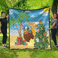 Chilling Parrot Hawaii Summer Christmas Personalized Quilt It's 5 O'Clock Somewhere Beachy Vibes