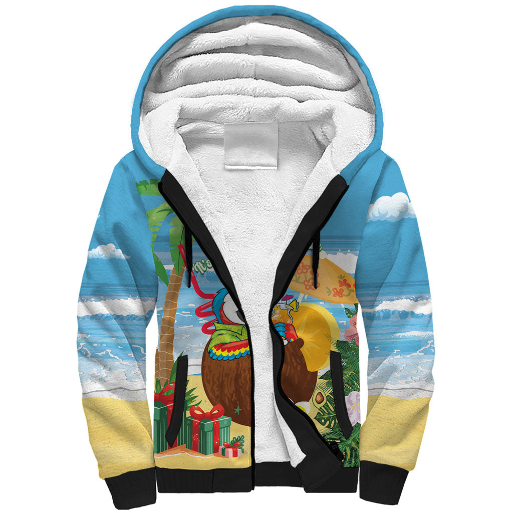 Chilling Parrot Hawaii Summer Christmas Personalized Sherpa Hoodie It's 5 O'Clock Somewhere Beachy Vibes LT14 Unisex Blue - Polynesian Pride