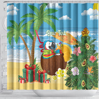 Chilling Parrot Hawaii Summer Christmas Personalized Shower Curtain It's 5 O'Clock Somewhere Beachy Vibes