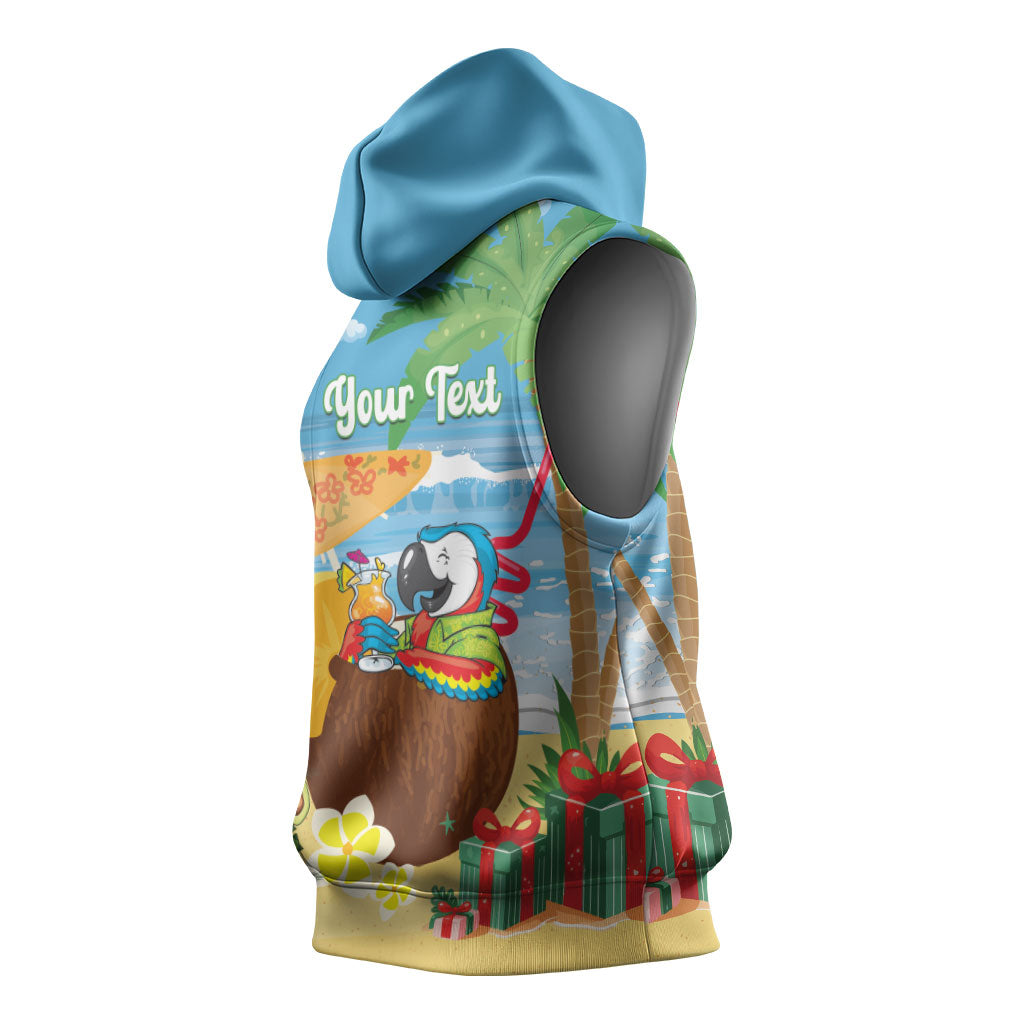 Chilling Parrot Hawaii Summer Christmas Personalized Sleeveless Hoodie It's 5 O'Clock Somewhere Beachy Vibes