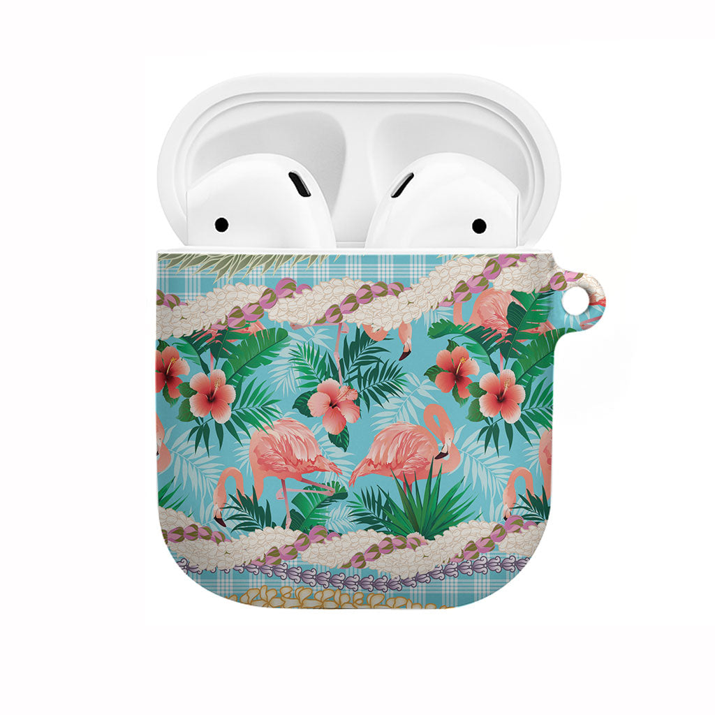 Flamingo Hawaii Summer AirPods Case Hawaiian Lei Pakala Motifs Tropical Style LT14 Cyan - Polynesian Pride