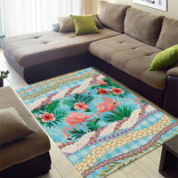 Flamingo Hawaii Summer Area Rug Hawaiian Lei Pakala Motifs Tropical Style LT14 - Polynesian Pride