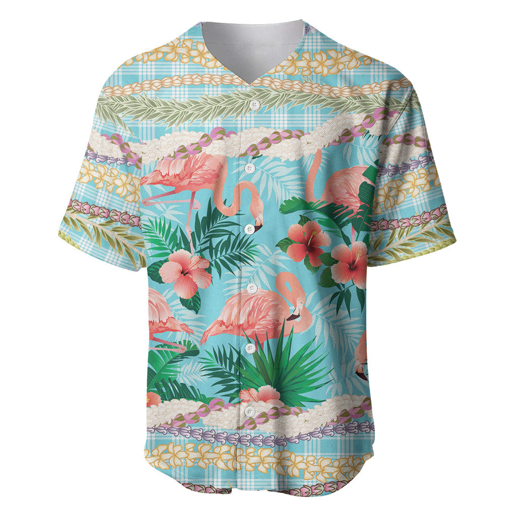 Flamingo Hawaii Summer Baseball Jersey Hawaiian Lei Pakala Motifs Tropical Style