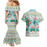 Flamingo Hawaii Summer Couples Matching Mermaid Dress and Hawaiian Shirt Hawaiian Lei Pakala Motifs Tropical Style LT14 - Polynesian Pride